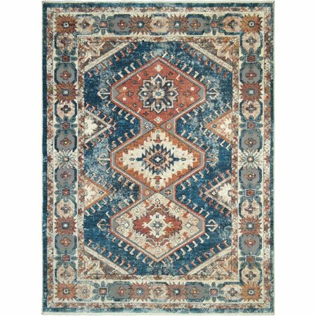MAYBERRY RUG 5 ft. 3 in. x 7 ft. 1 in. Oxford Sahara Area Rug, Blue OX3194 5X8